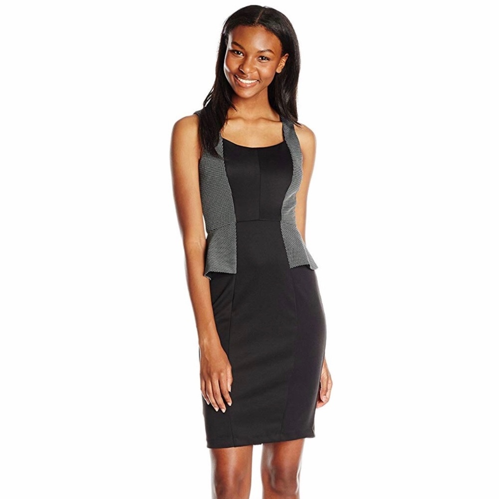 XOXO Women's Contrast Scuba Peplum Dress